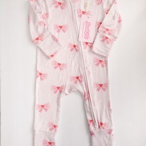 Posh Tot Bamboo Bow Print Zip Sleeper 6-9M NWT